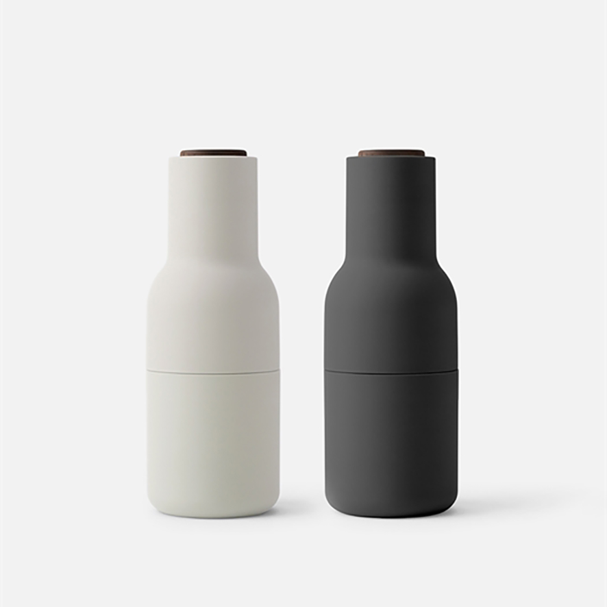 Menu - Bottle Grinders, Plastic - 2-pack, Ash/Carbon w. Walnut Lid