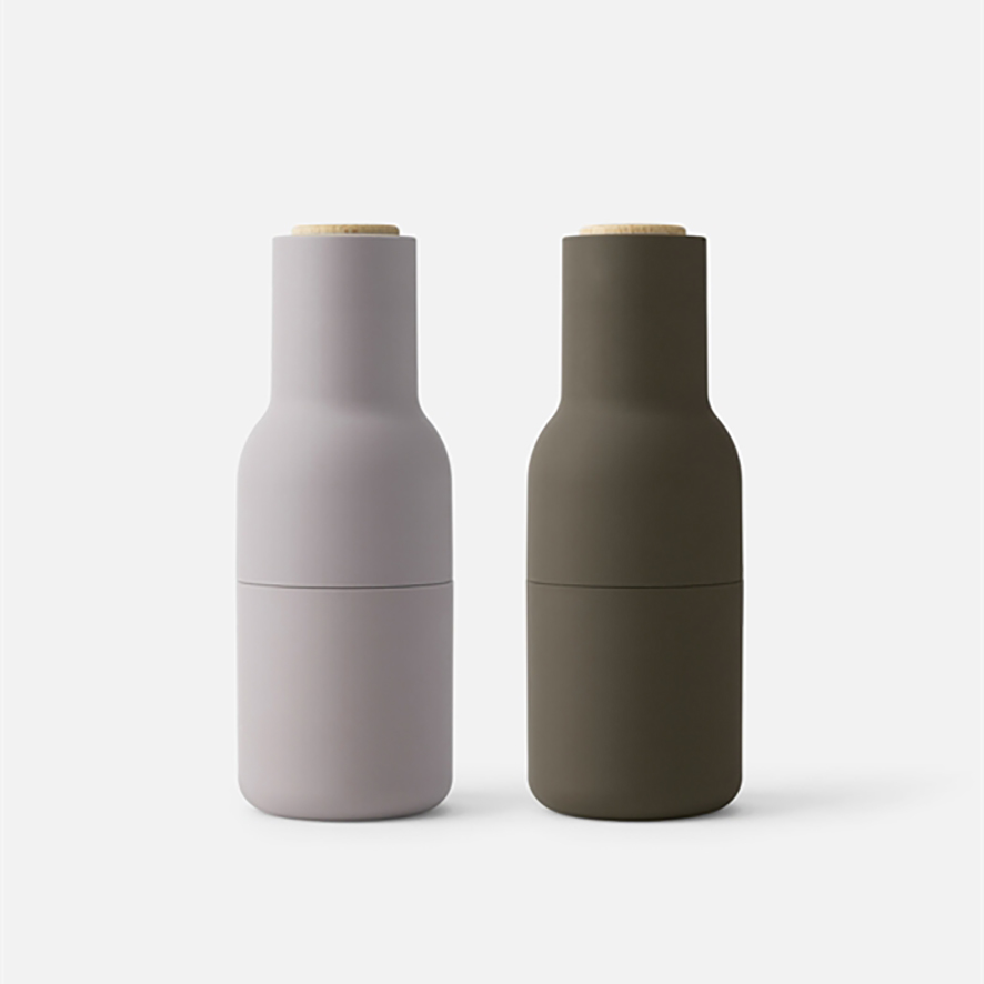 Menu - Bottle Grinders, Plastic - 2-pack, Hunting Green/Beige w. Walnut Lid