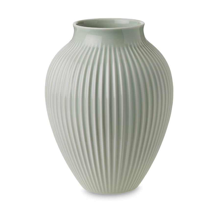 Knabstrup Keramik vase med riller mintgrøn 27 cm