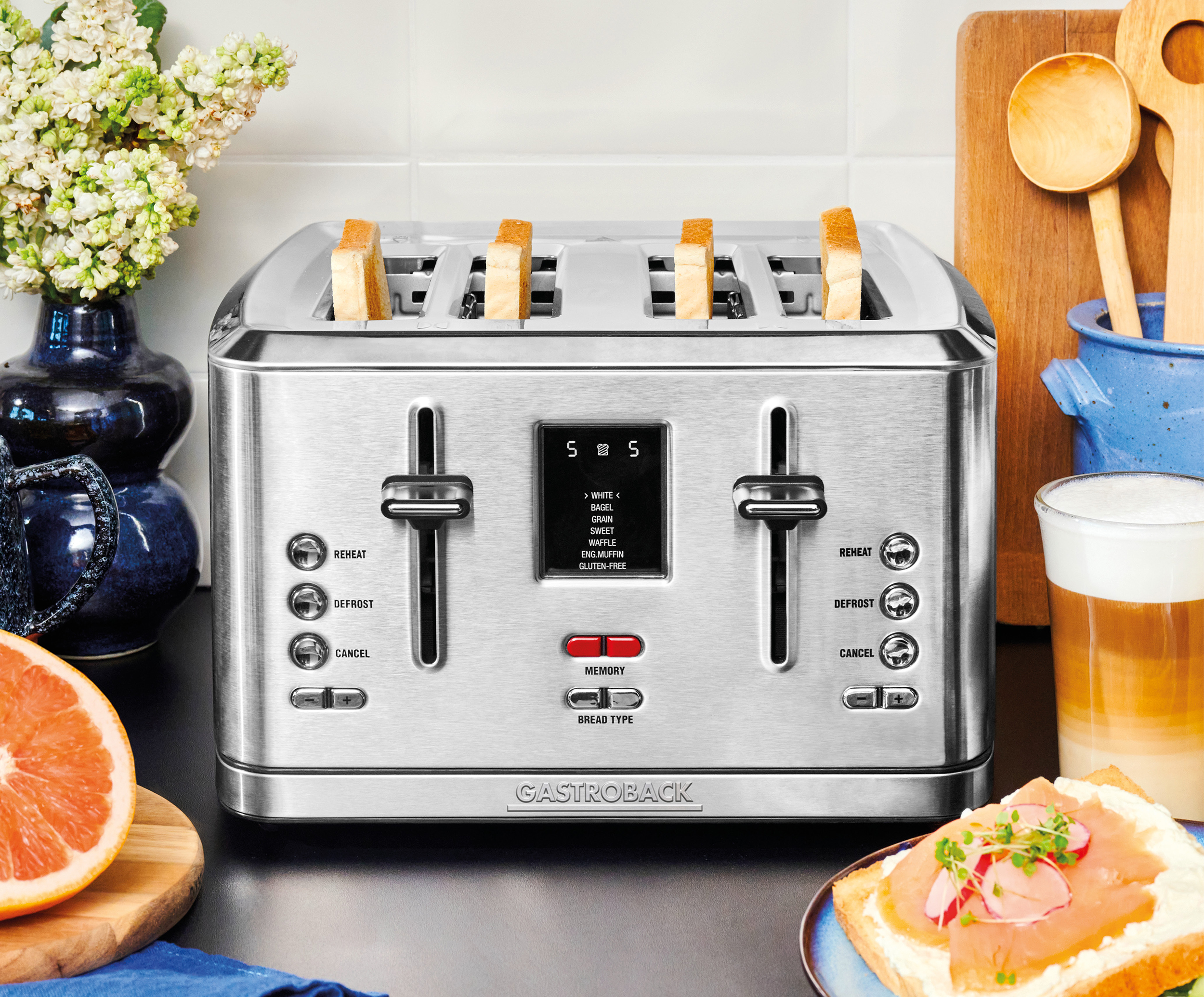 Gastroback 4-Slice Toaster med LCD Display