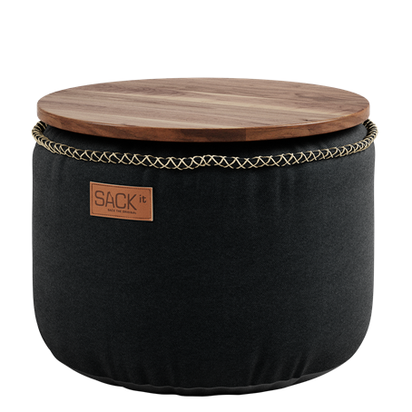 80101 DRUMit Tray Acacia - Canvas Pouf Black (1)