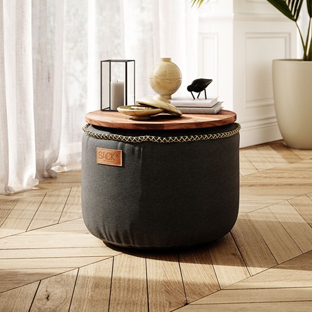 80101 DRUMit Tray Acacia - Canvas Pouf Sand