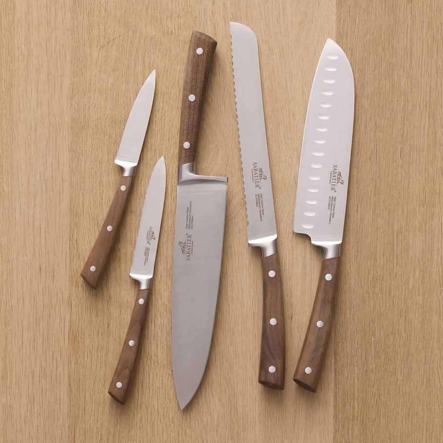 LION SABATIER GEMINI WALNUT KNIVE, 5 dele